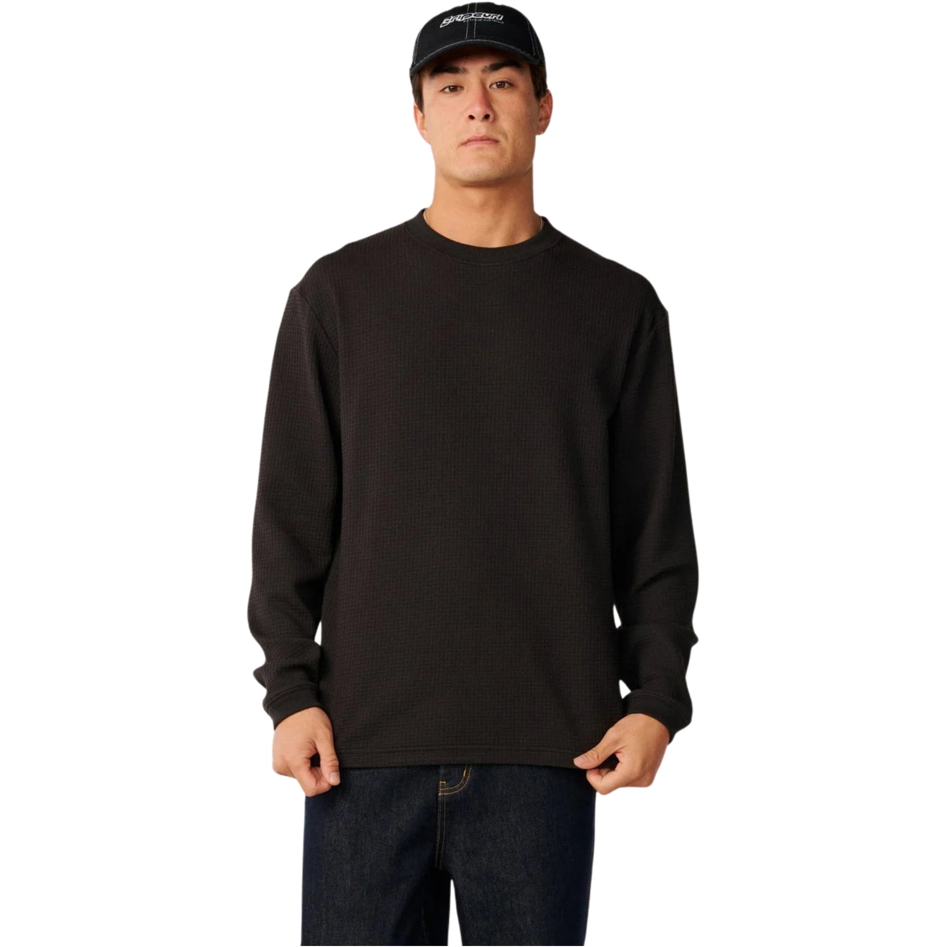 Rip Curl Mens Premium Surf Waffle Long Sleeve T-Shirt 13BMTE - Washed Black